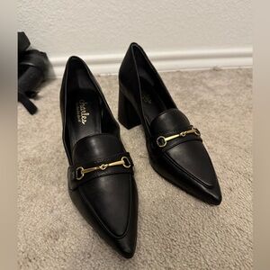Charles David Black Loafers with Gold Accent